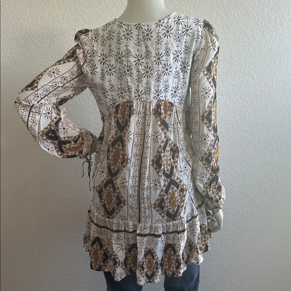 Free People Down by the Bay Tunic Ivory Combo